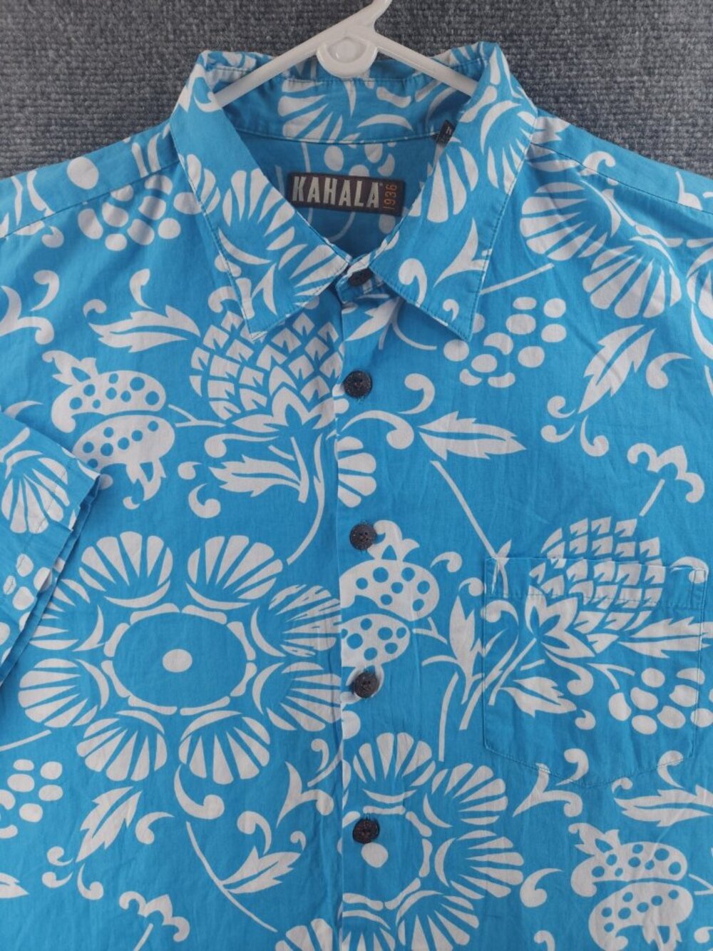Kahala 2XL USA Short Sleeve Floral Blue Button Up Shirt Mens Fashion Woven